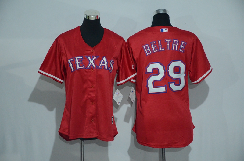 Womens 2017 MLB Texas Rangers #29 Beltre Red Jerseys